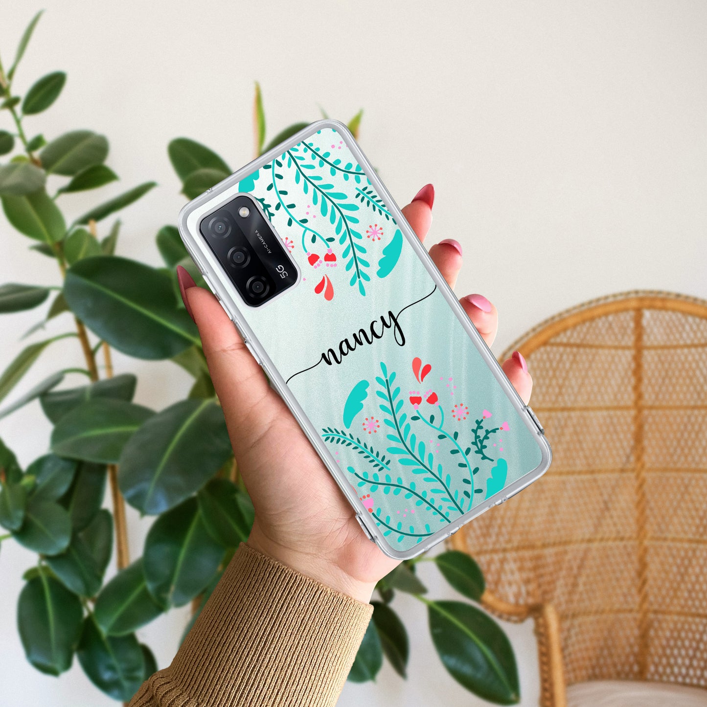 Blue Floral Customize Transparent Silicon Case For Oppo ShopOnCliQ