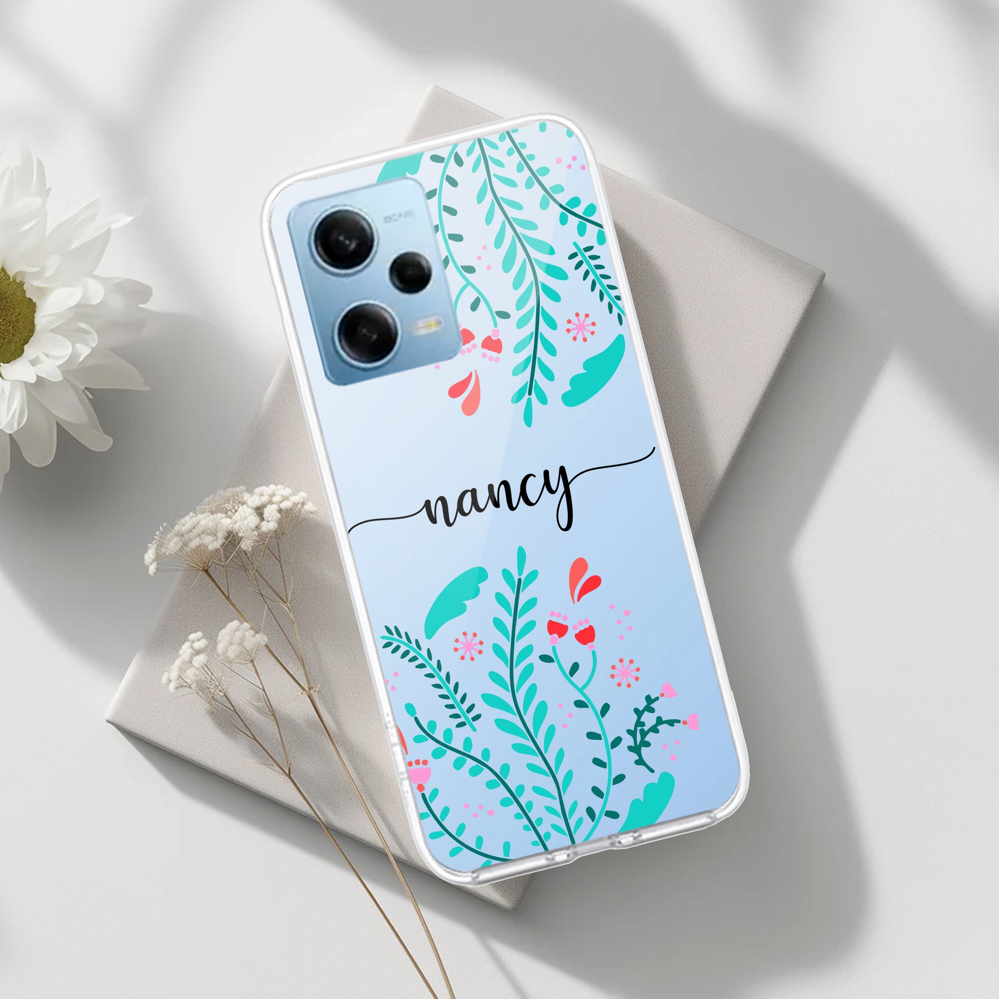 Blue Floral Customize Transparent Silicon Case For Poco ShopOnCliQ