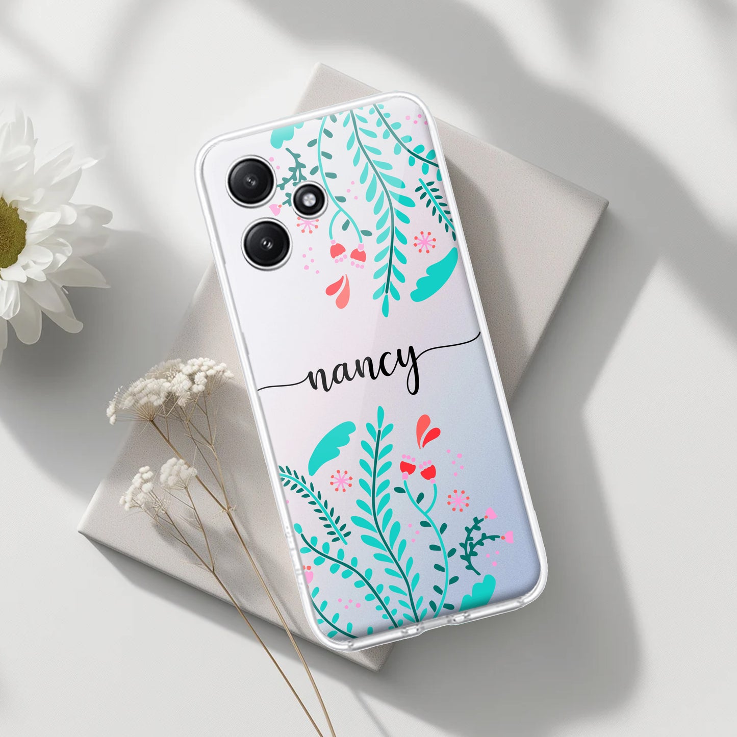 Blue Floral Customize Transparent Silicon Case For Poco - ShopOnCliQ