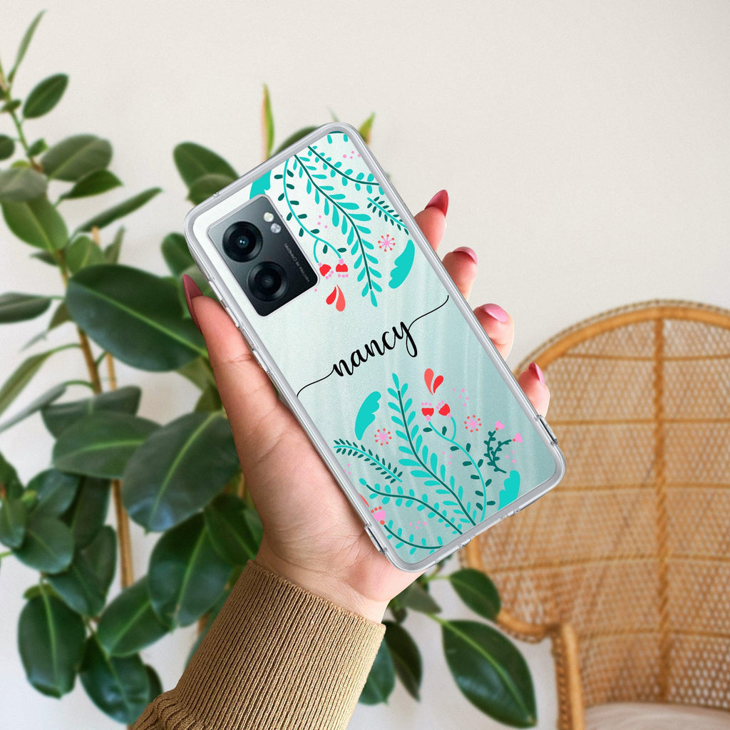 Blue Floral Customize Anti Yelllow Case For Realme Narzo 50 5G