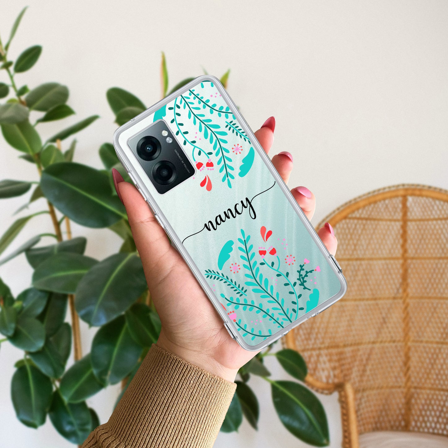 Blue Floral Customize Transparent Silicon Case For Realme/Narzo - ShopOnCliQ