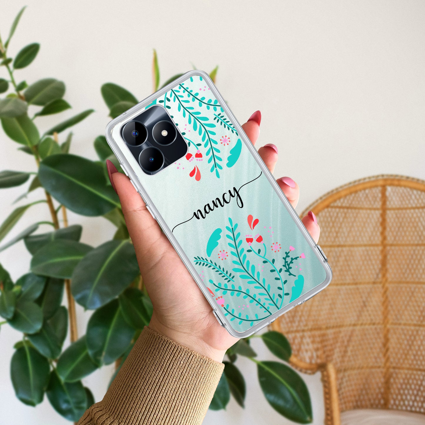 Blue Floral Customize Transparent Silicon Case For Realme/Narzo - ShopOnCliQ