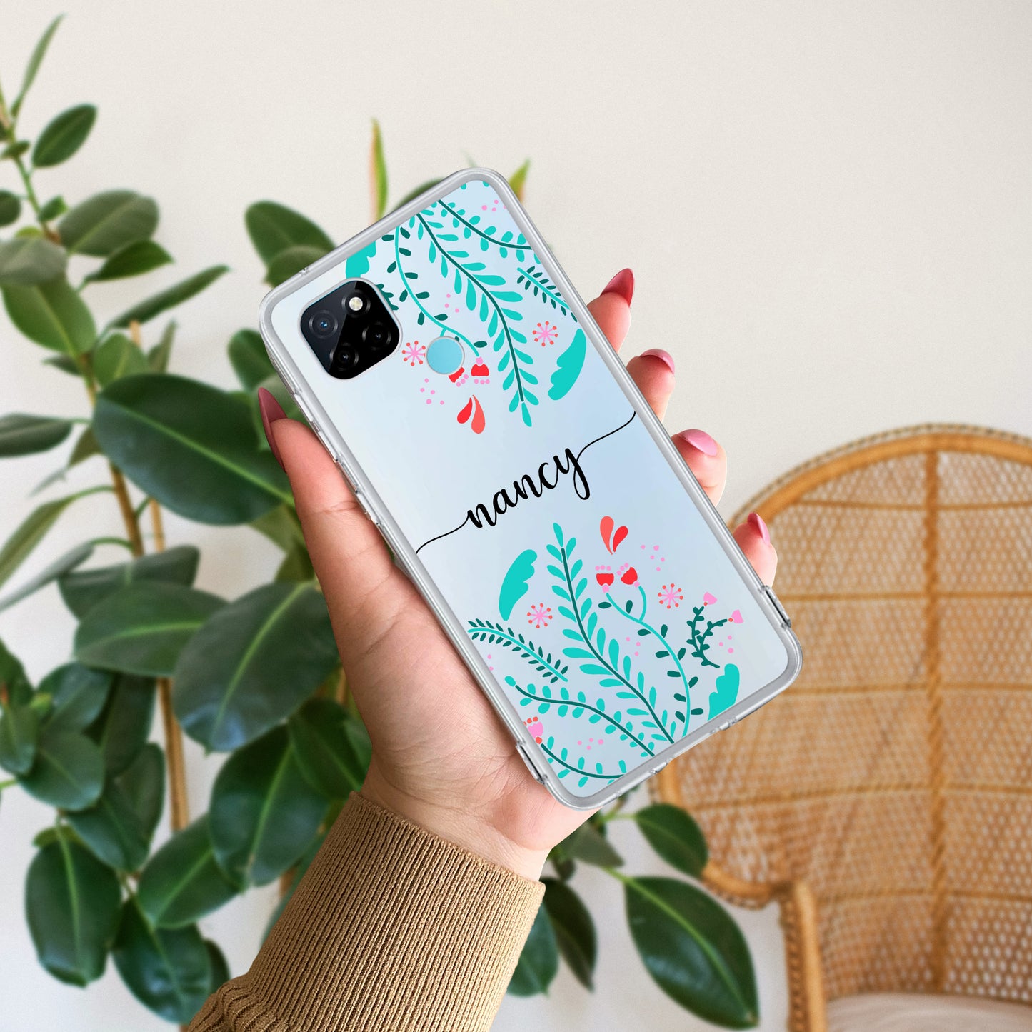 Blue Floral Customize Transparent Silicon Case For Realme/Narzo - ShopOnCliQ