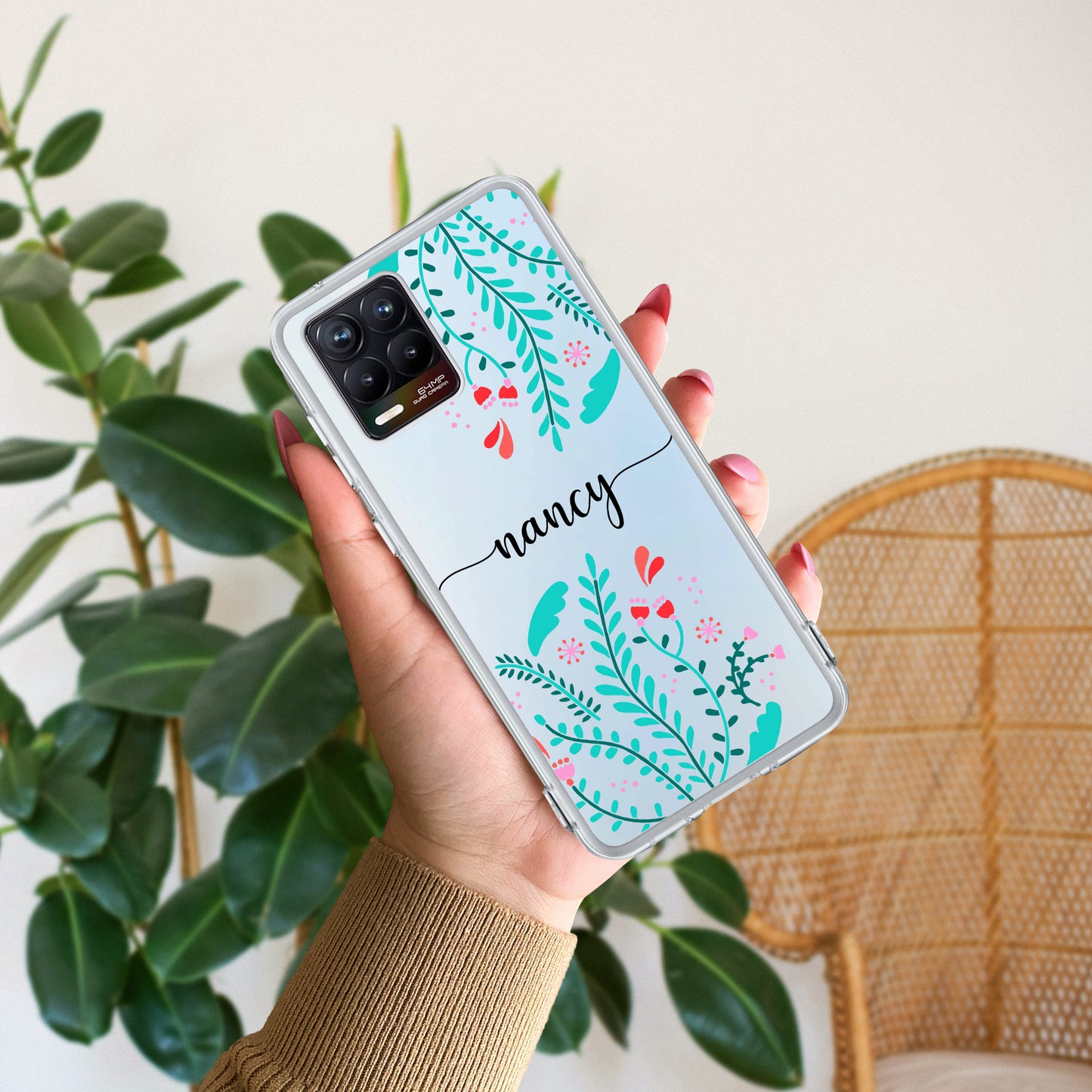 Blue Floral Customize Transparent Silicon Case For Realme/Narzo - ShopOnCliQ