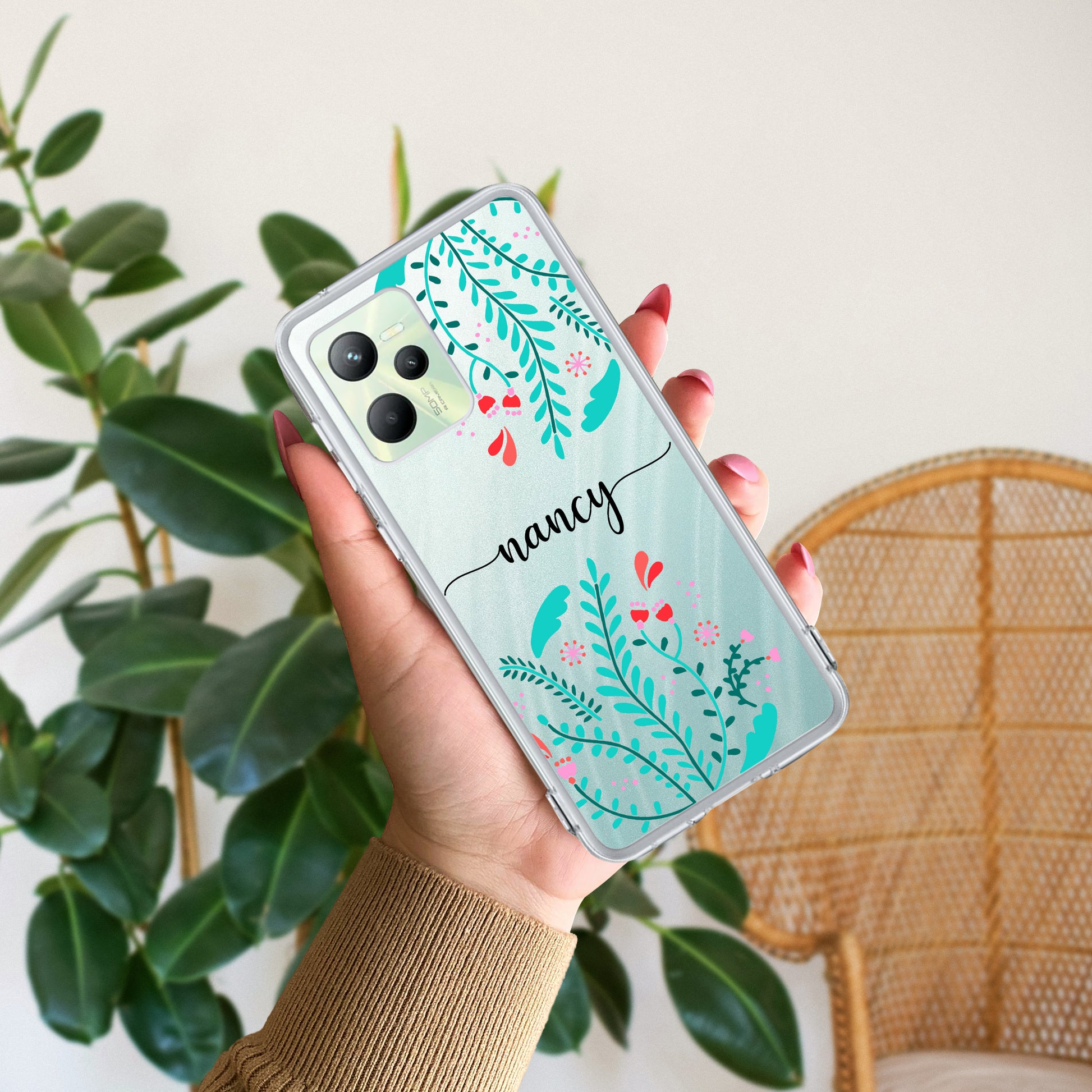 Blue Floral Customize Transparent Silicon Case For Realme/Narzo - ShopOnCliQ