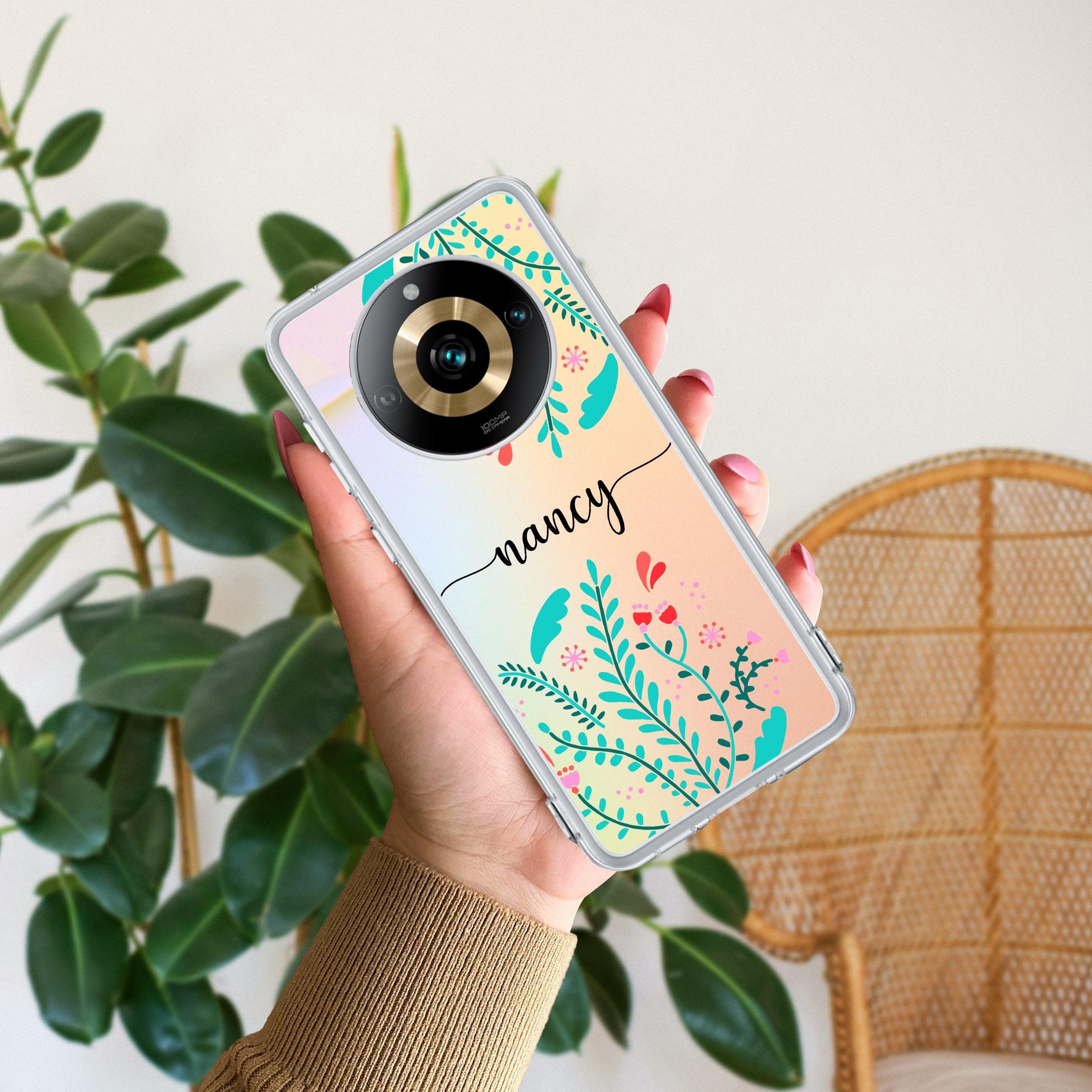 Blue Floral Customize Transparent Silicon Case For Realme C53