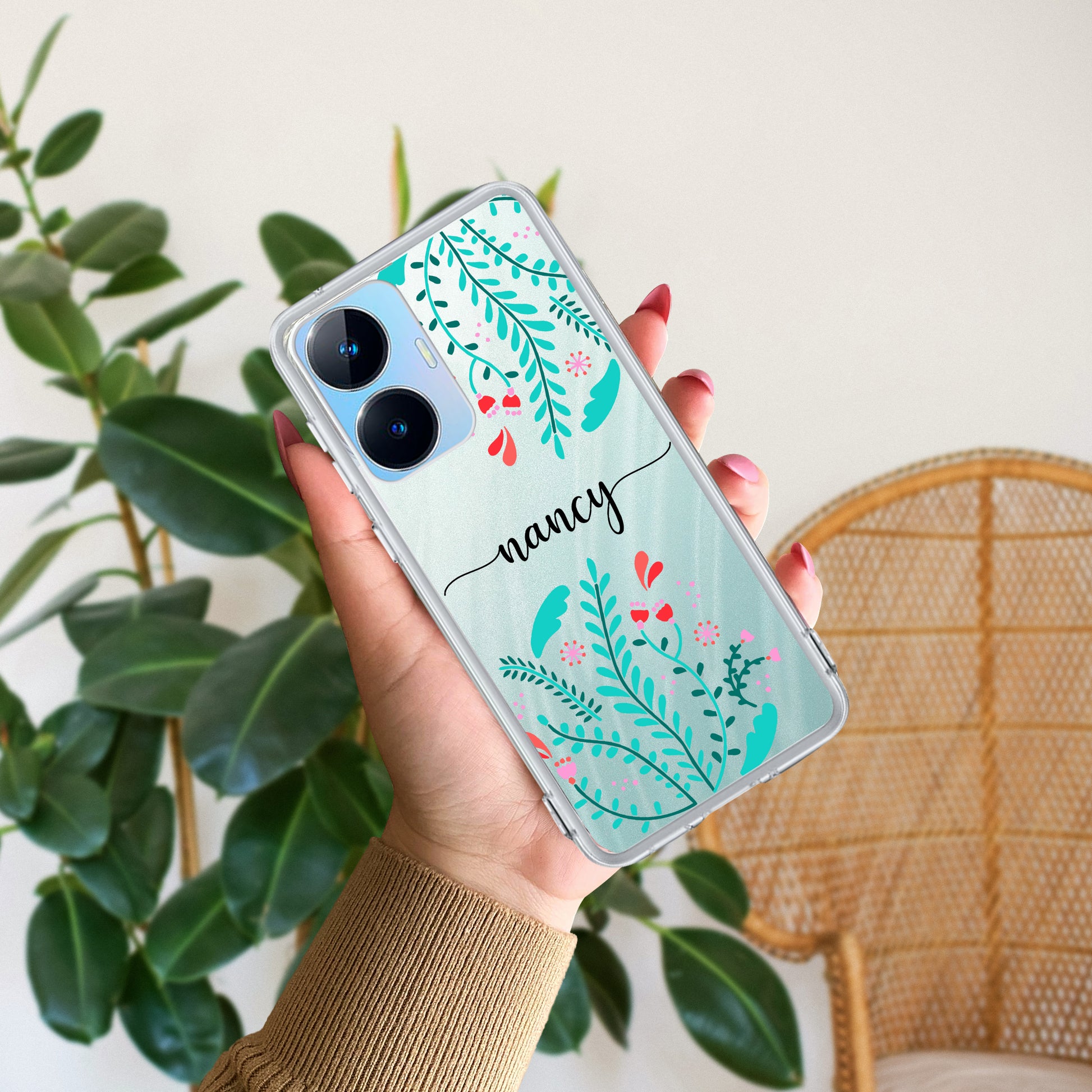 Blue Floral Customize Transparent Silicon Case For Realme/Narzo - ShopOnCliQ