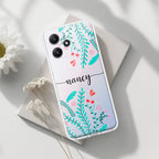 Blue Floral Customize Transparent Silicon Case For Redmi Note 14 Pro Plus 5G