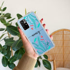 Blue Floral Customize Transparent Silicon Case For Redmi Note 13 Pro Plus 5G