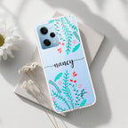 Blue Floral Customize Transparent Silicon Case For Redmi Note 9 Pro / Redmi Note 9 Pro Max / Redmi Note 10 lite