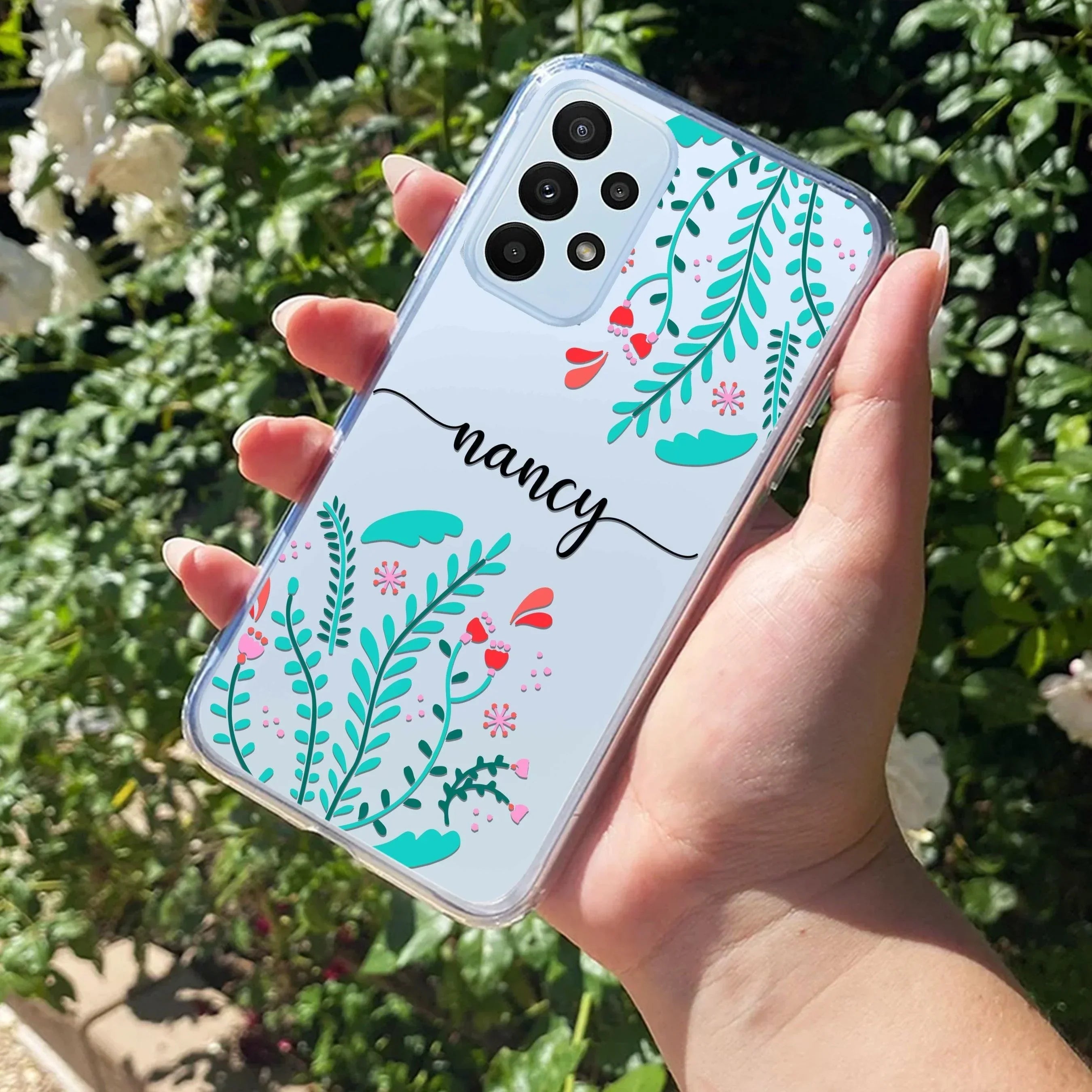 Blue Floral Customize Anti Yellow Case For Samsung Galaxy A23 5G