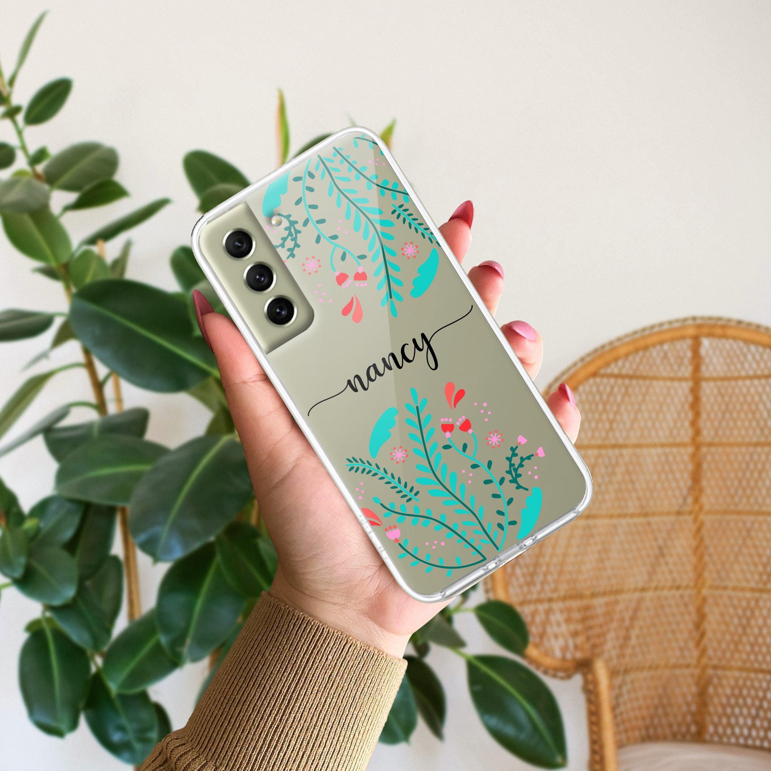 Blue Floral Customize Transparent Silicon Case For Samsung Galaxy A34 5G