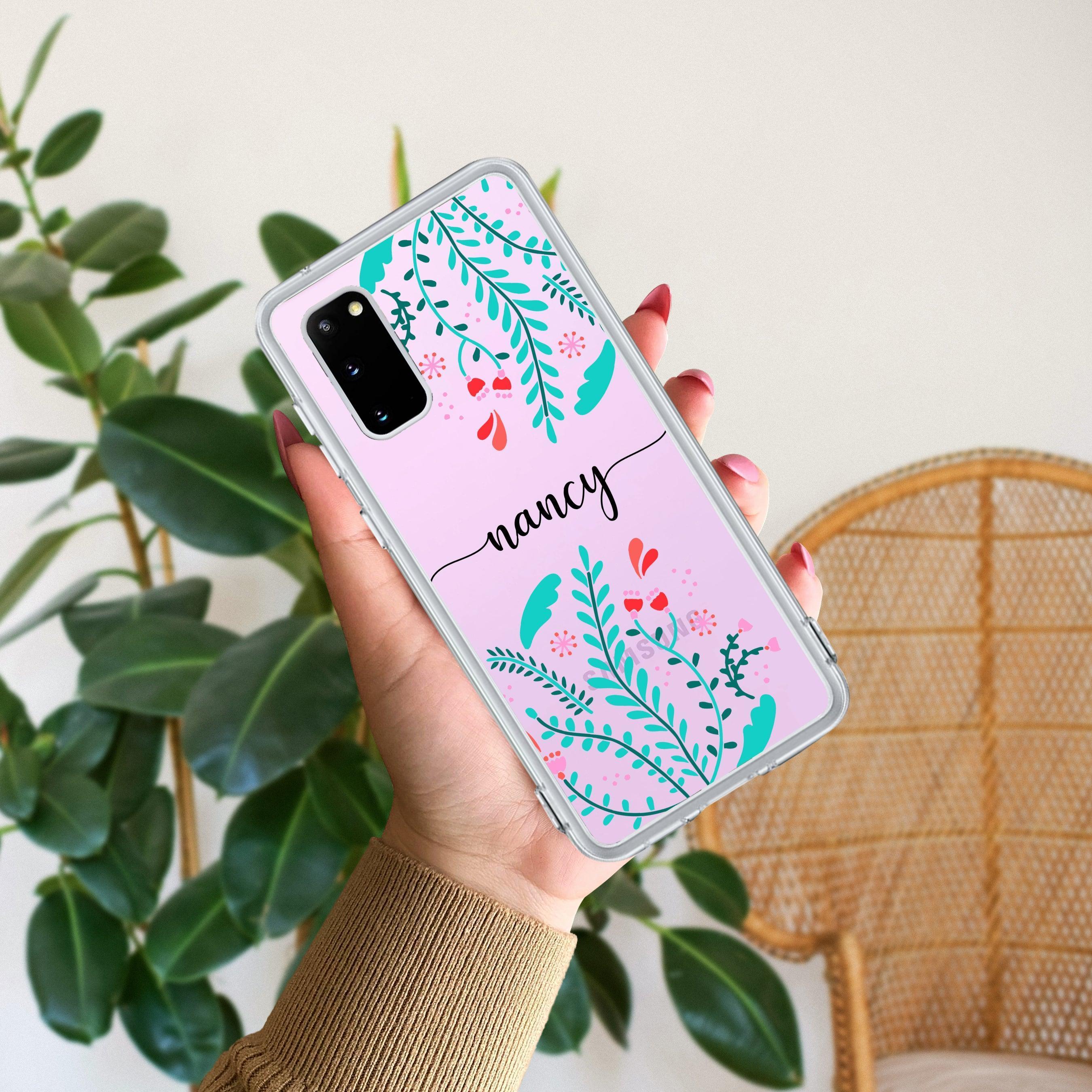 Blue Floral Customize Transparent Silicon Case For Samsung Galaxy S20 FE