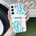 Blue Floral Customize Transparent Silicon Case For Samsung Galaxy A70 / A70s