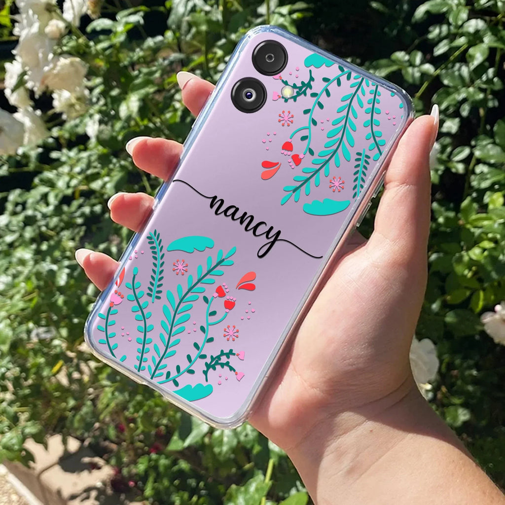 Blue Floral Customize Anti Yellow Case For Samsung Galaxy M13 5G