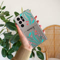 Blue Floral Customize Transparent Silicon Case For Samsung Galaxy S22 Ultra 5G