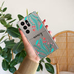 Blue Floral Customize Anti Yellow Case For Samsung Galaxy S22 Ultra 5G