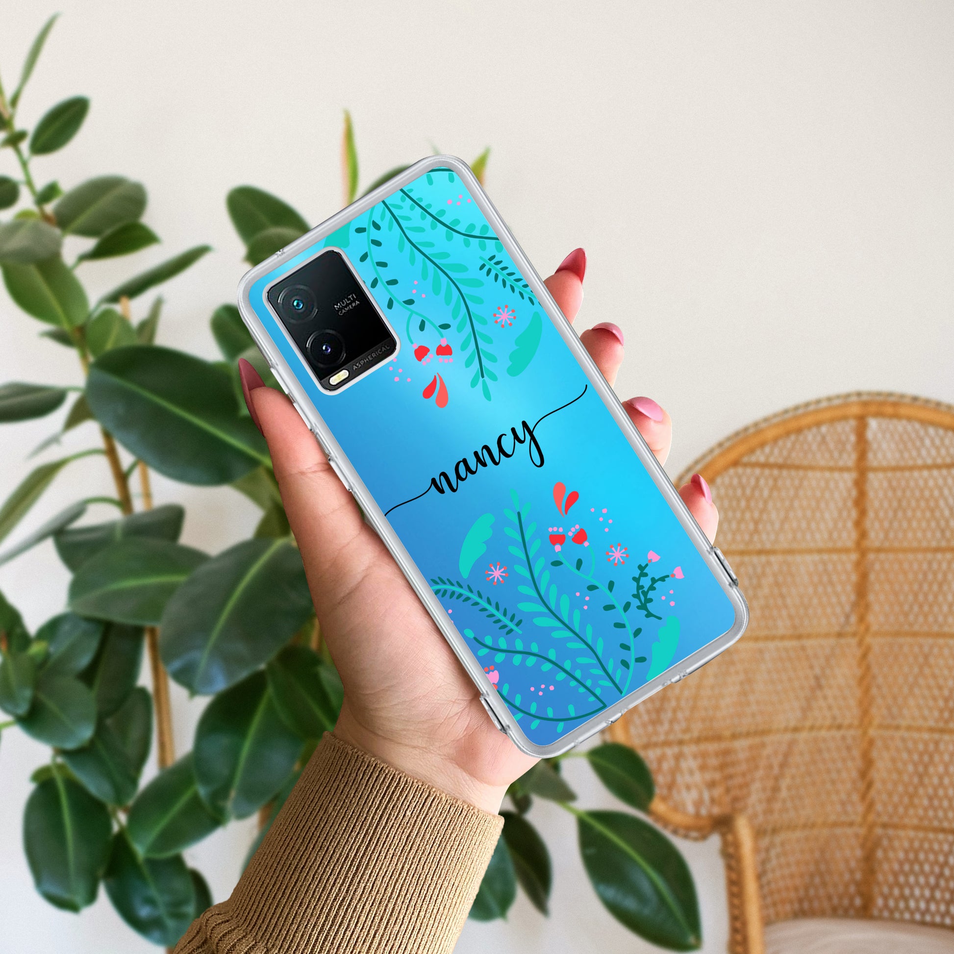 Blue Floral Customize Transparent Silicon Case For Vivo ShopOnCliQ