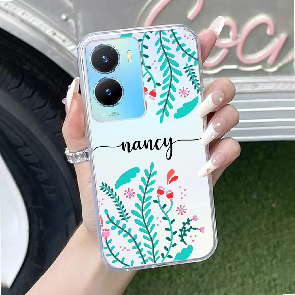 Blue Floral Customize Transparent Silicon Case For Vivo T2 Pro 5G
