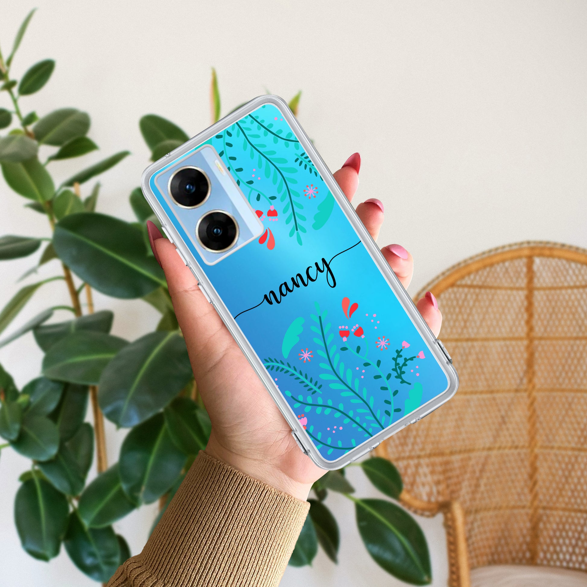 Blue Floral Customize Transparent Silicon Case For Vivo ShopOnCliQ