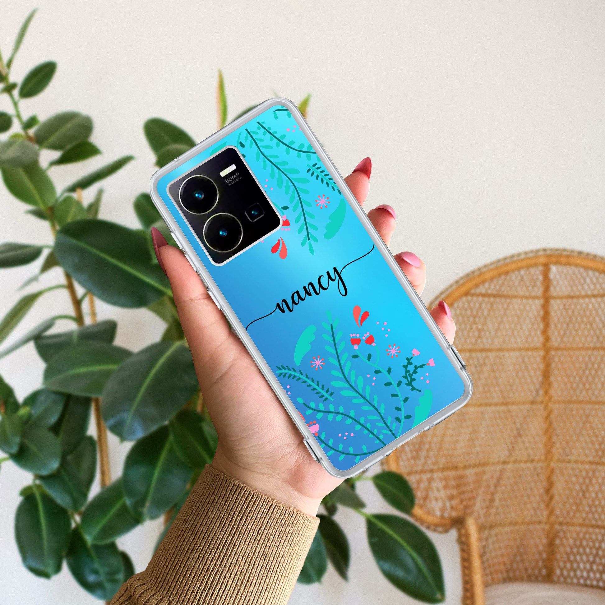 Blue Floral Customize Transparent Silicon Case For Vivo ShopOnCliQ