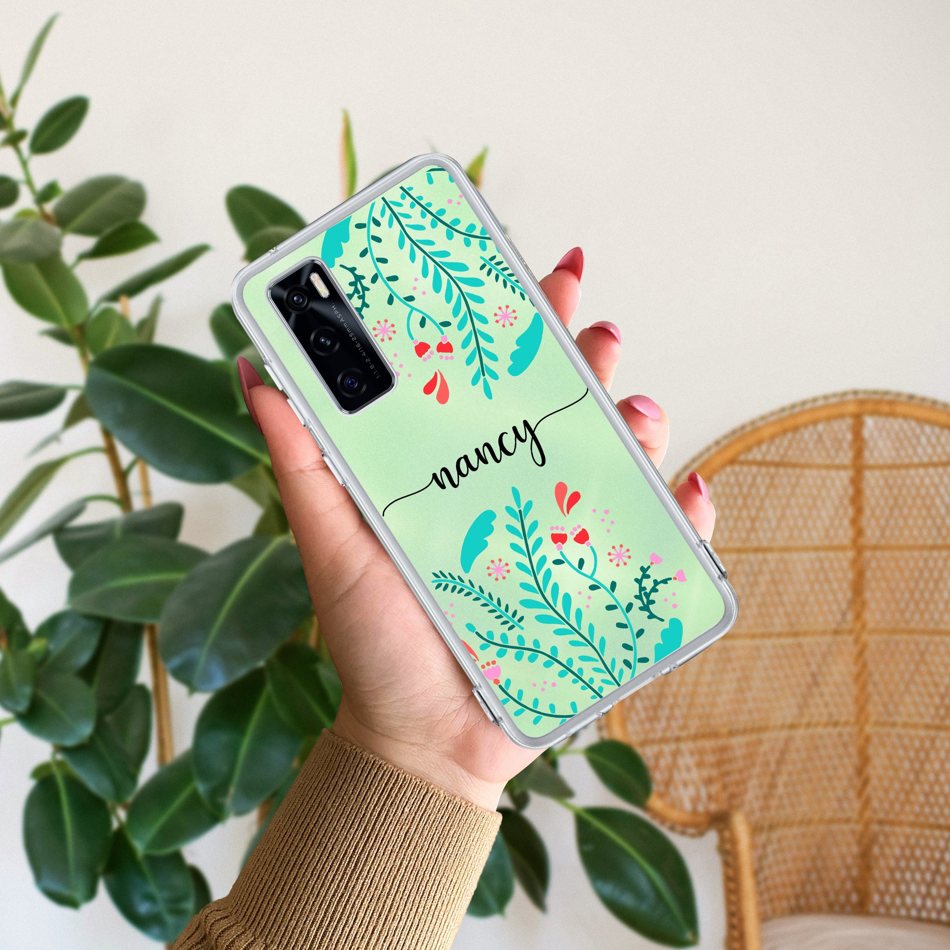 Blue Floral Customize Transparent Silicon Case For Vivo ShopOnCliQ