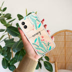 Blue Floral Customize Transparent Silicon Case For Vivo Y35