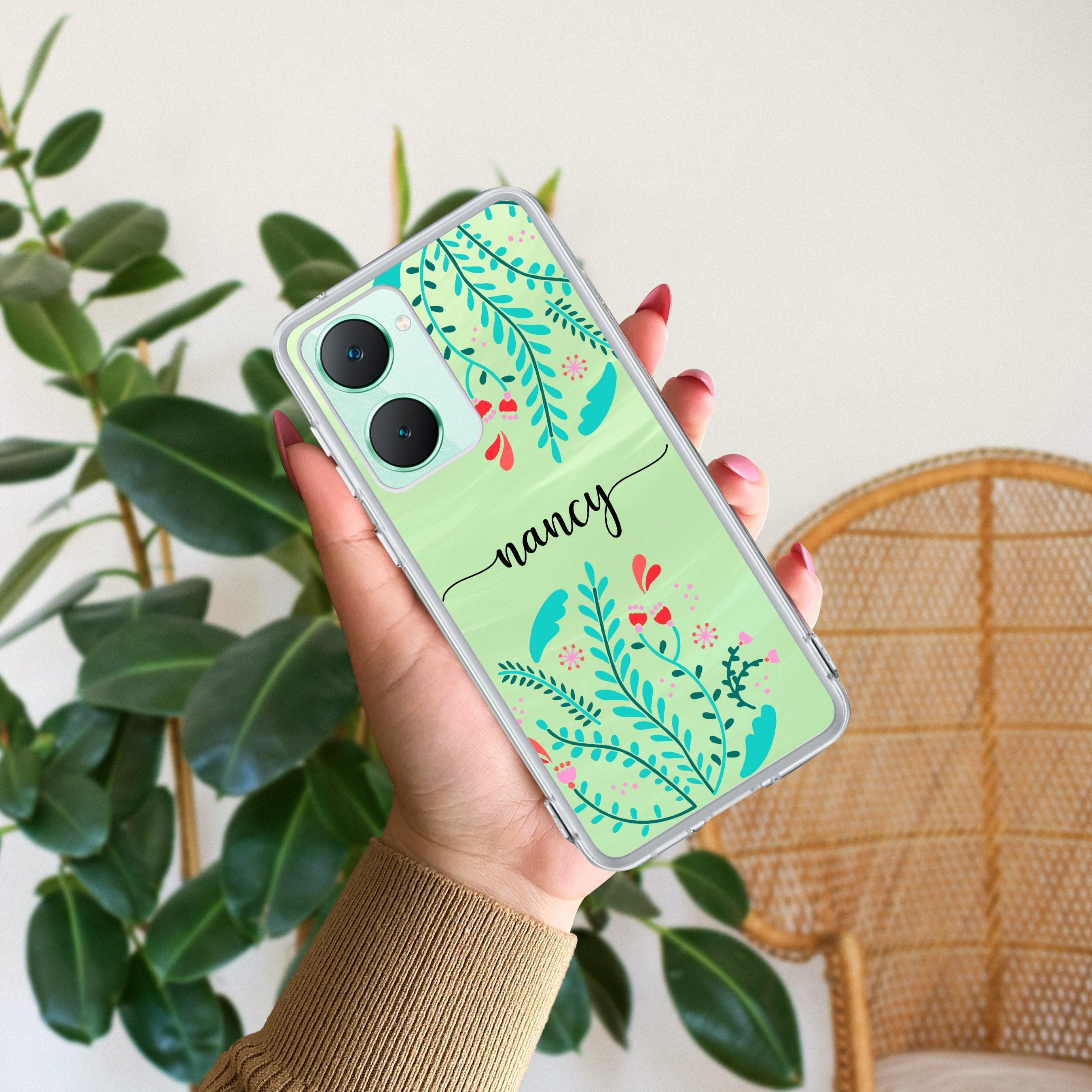 Blue Floral Customize Transparent Silicon Case For Vivo Y200e 5G