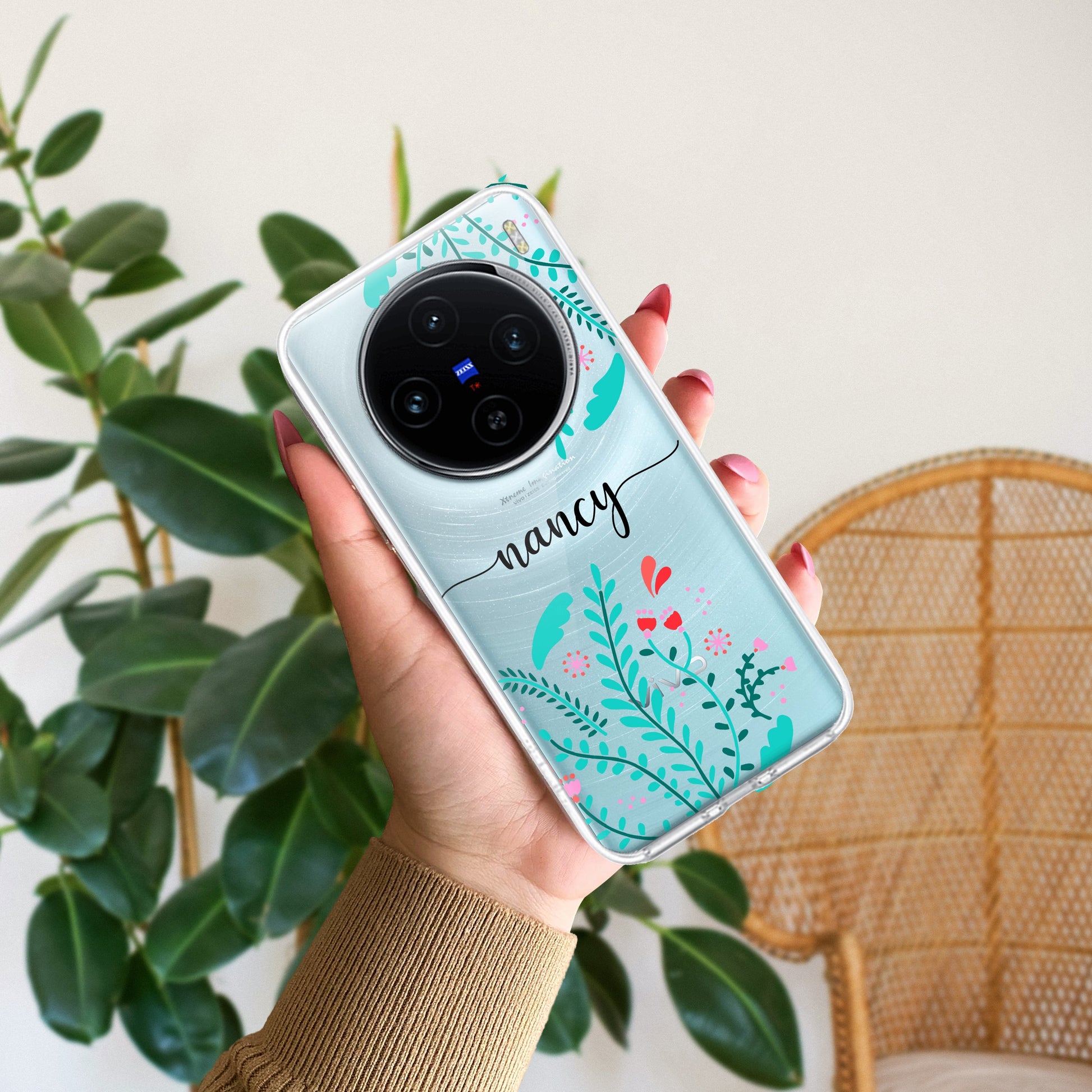 Blue Floral Customize Transparent Silicon Case For Vivo ShopOnCliQ