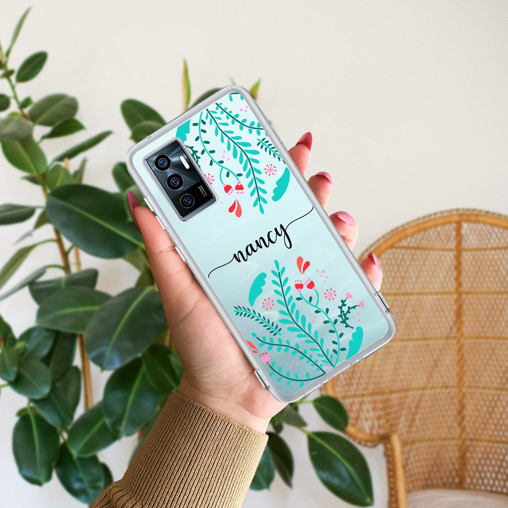 Blue Floral Customize Transparent Silicon Case For Vivo ShopOnCliQ