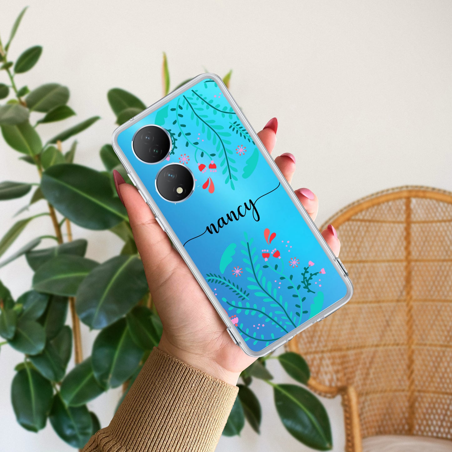 Blue Floral Customize Transparent Silicon Case For Vivo ShopOnCliQ