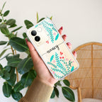Blue Floral Customize Transparent Silicon Case For Vivo T3 5G