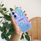Blue Floral Customize Transparent Silicon Case For Vivo V30 Pro 5G