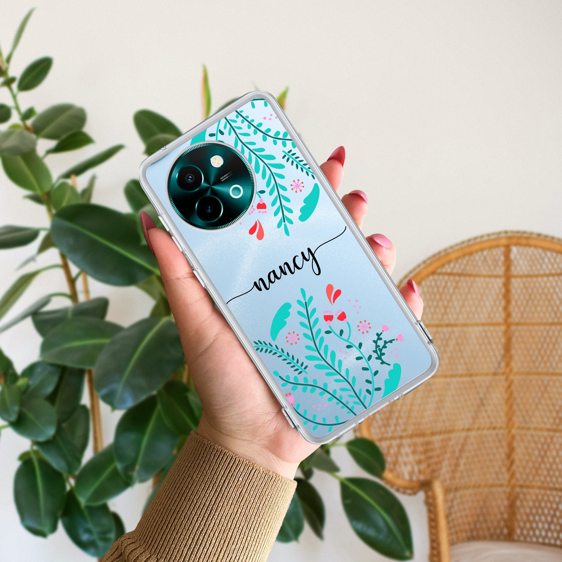 Blue Floral Customize Transparent Silicon Case For Vivo ShopOnCliQ