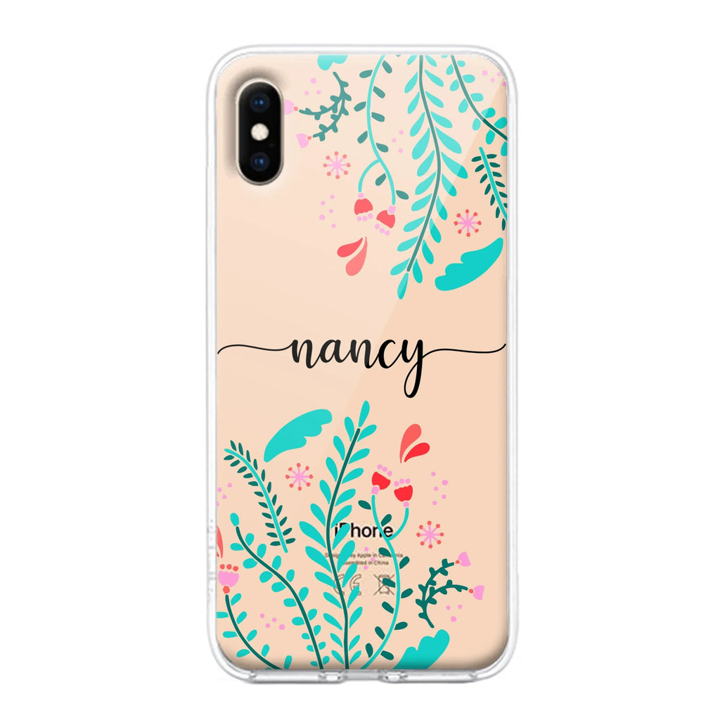 Blue Floral Customize Transparent Silicon Case For iPhone