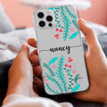 Blue Floral Customize Transparent Silicon Case For iPhone 15 Pro Max