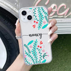 Blue Floral Customize Transparent Silicon Case For iPhone