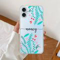 Blue Floral Customize Transparent Silicon Case For iPhone 16 Plus