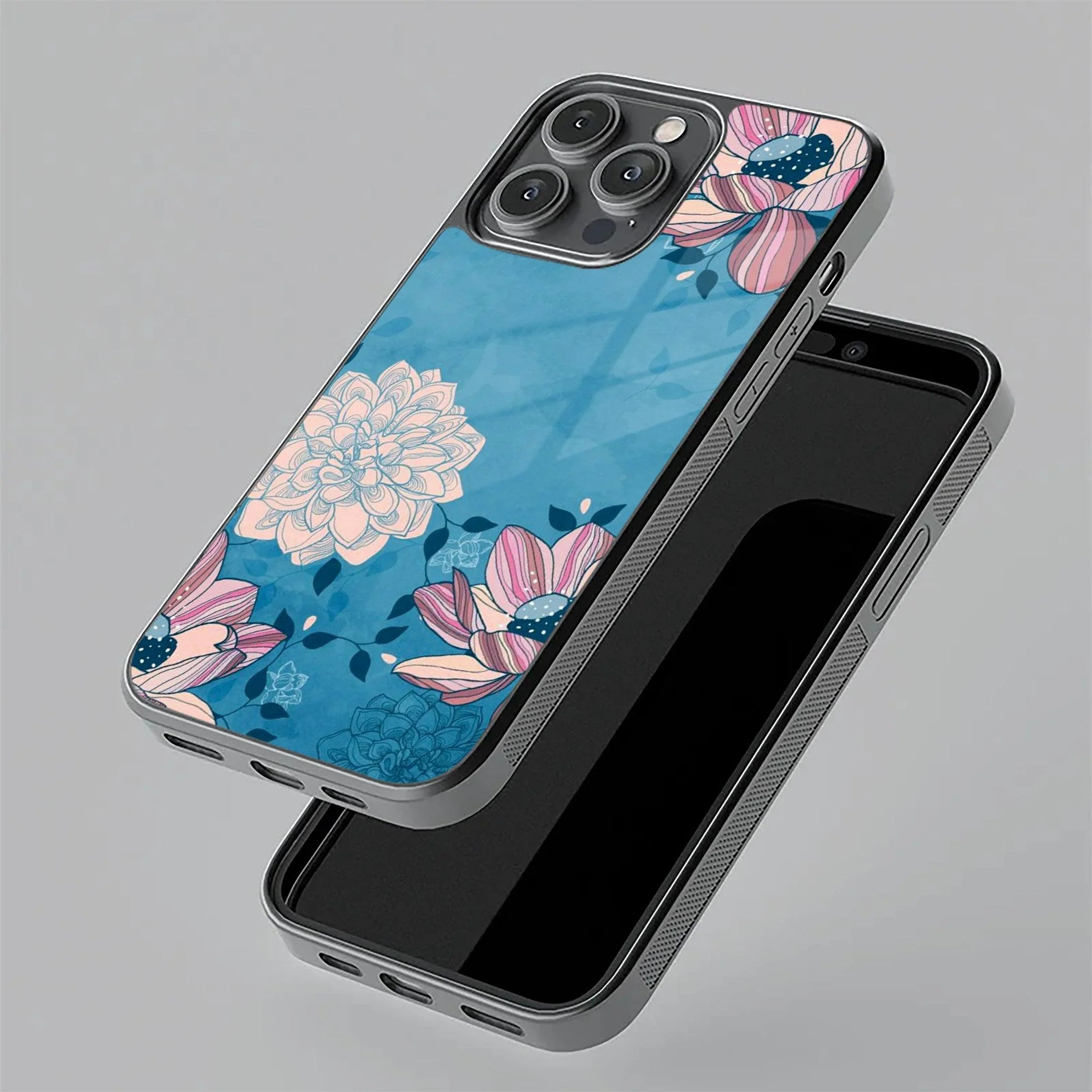 Blue Flower Glass Case Cover For iPhone - ShopOnCliQ