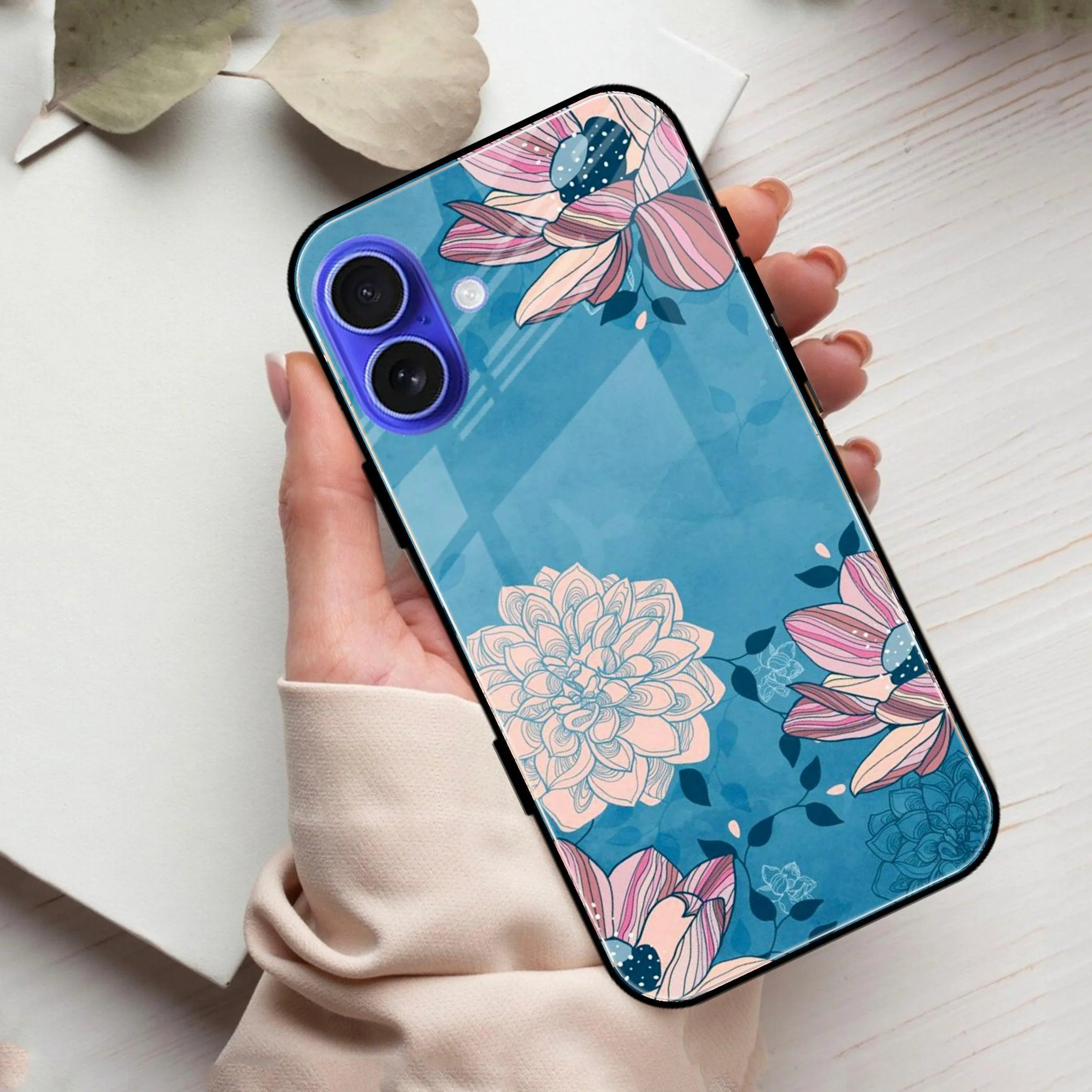 Blue Flower Glass Case Cover For iPhone - ShopOnCliQ