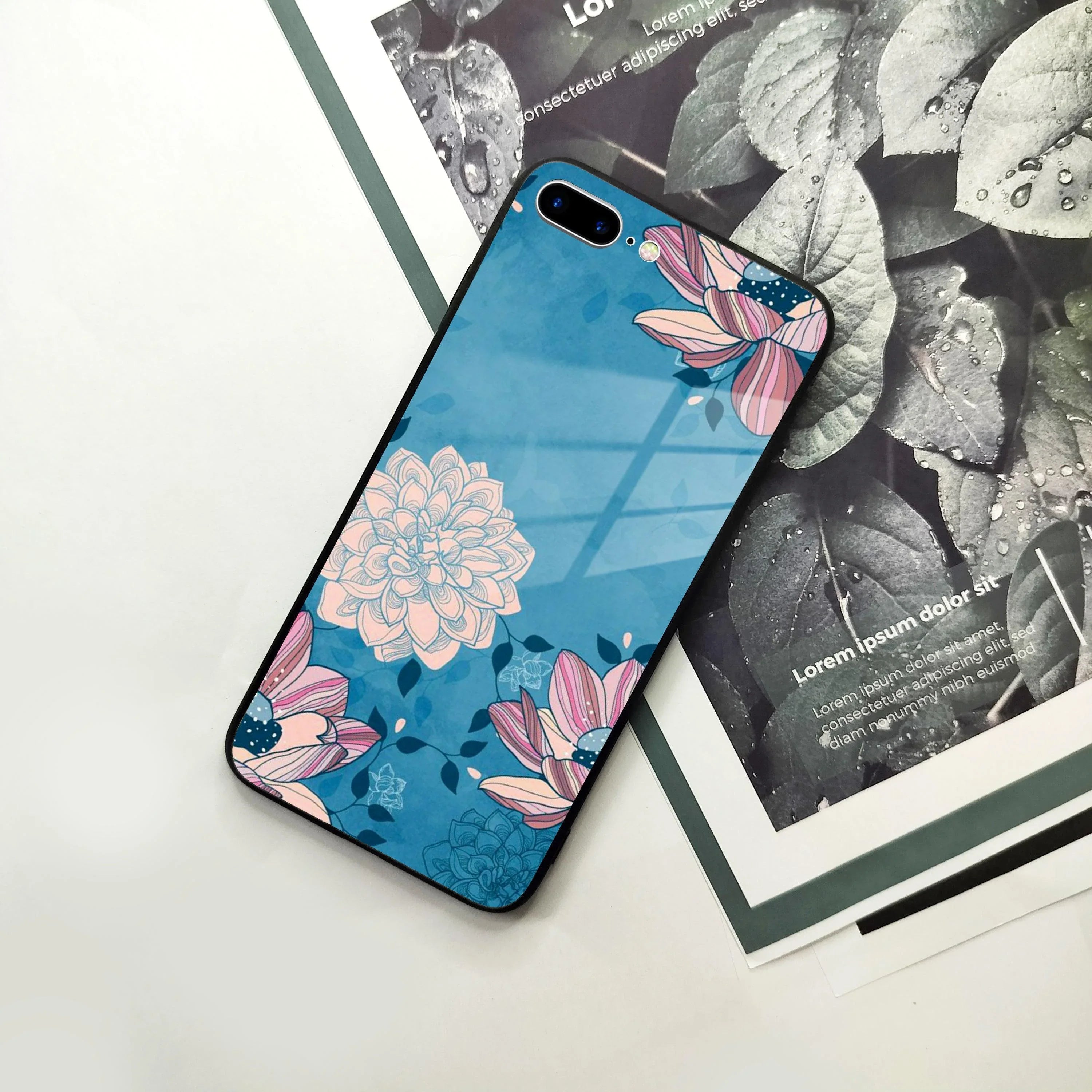 Blue Flower Glass Case Cover For iPhone - ShopOnCliQ