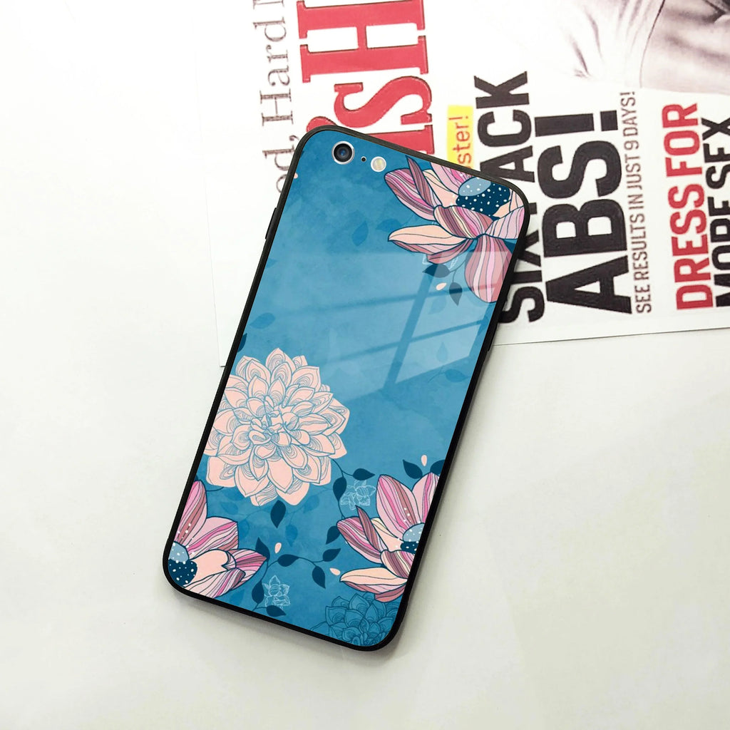 Blue Flower Glass Case Cover For iPhone - ShopOnCliQ