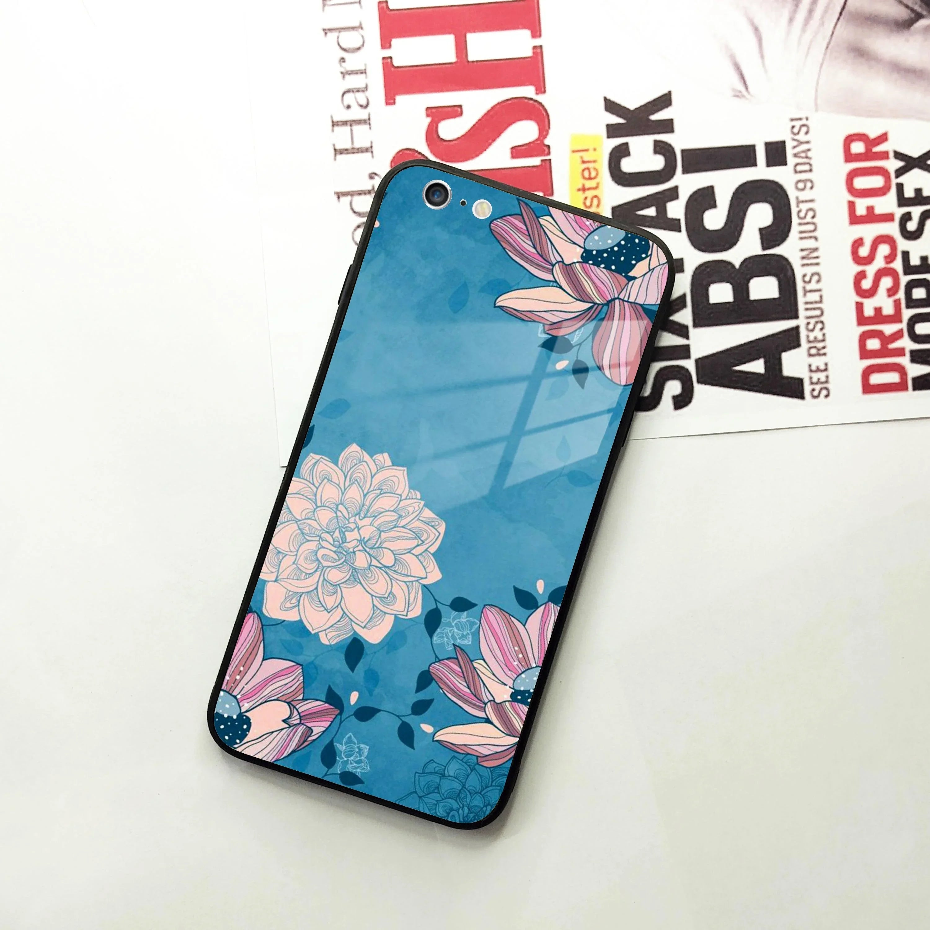 Blue Flower Glass Case Cover For iPhone - ShopOnCliQ