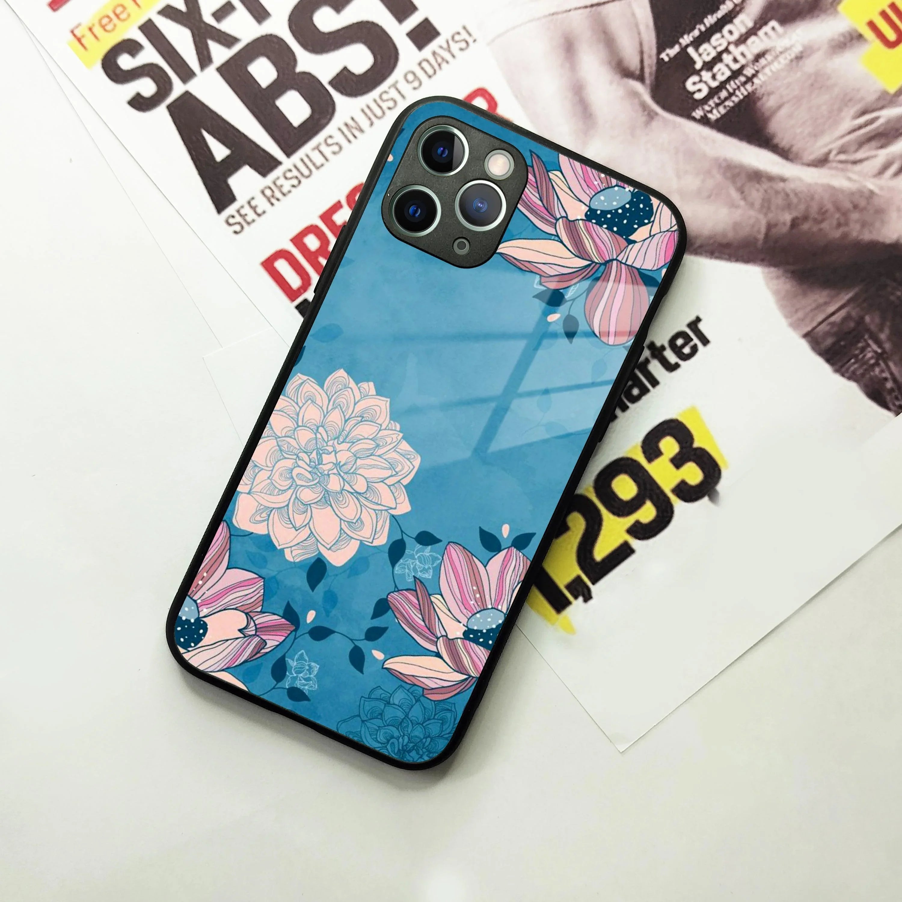 Blue Flower Glass Case Cover For iPhone - ShopOnCliQ