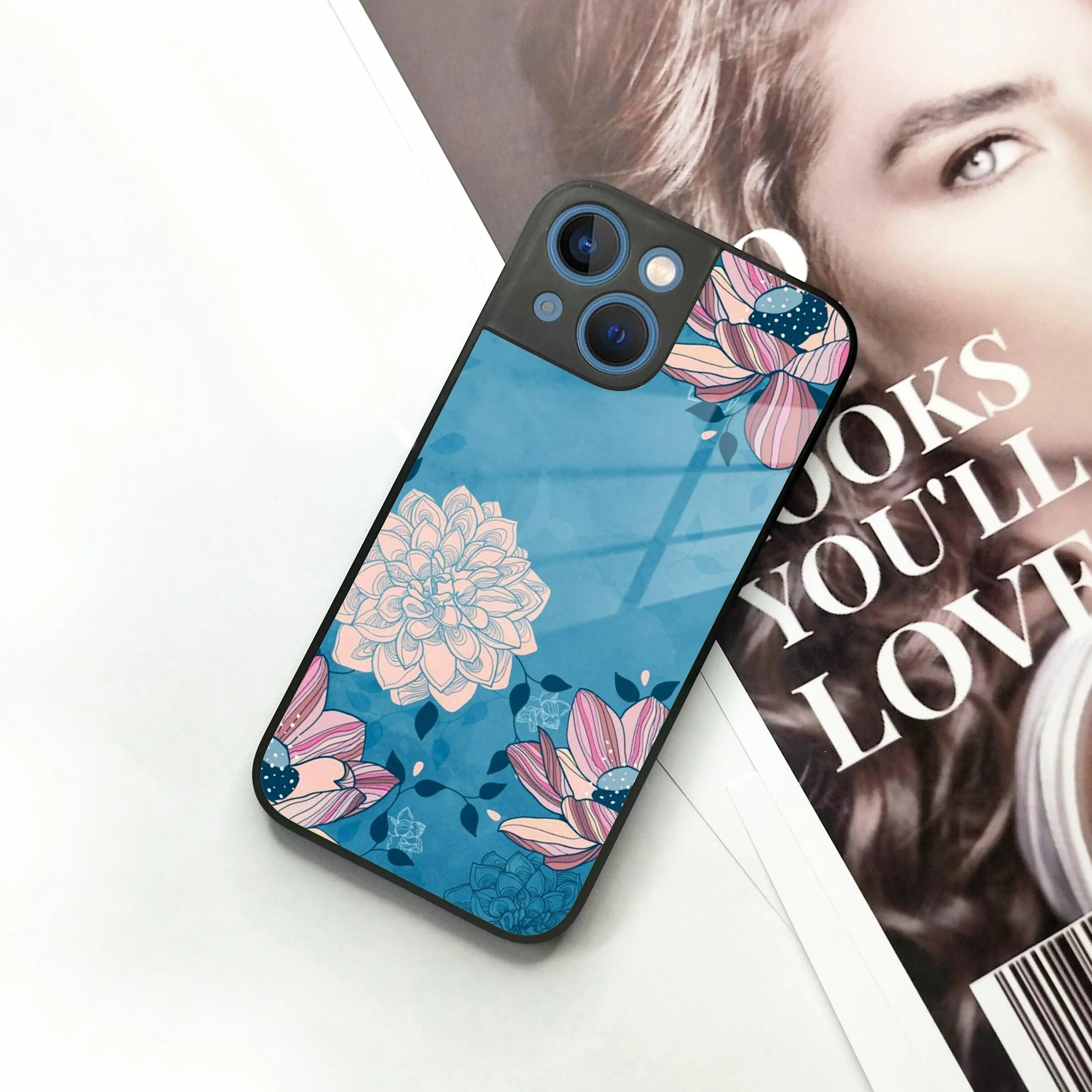 Blue Flower Glass Case Cover For iPhone - ShopOnCliQ