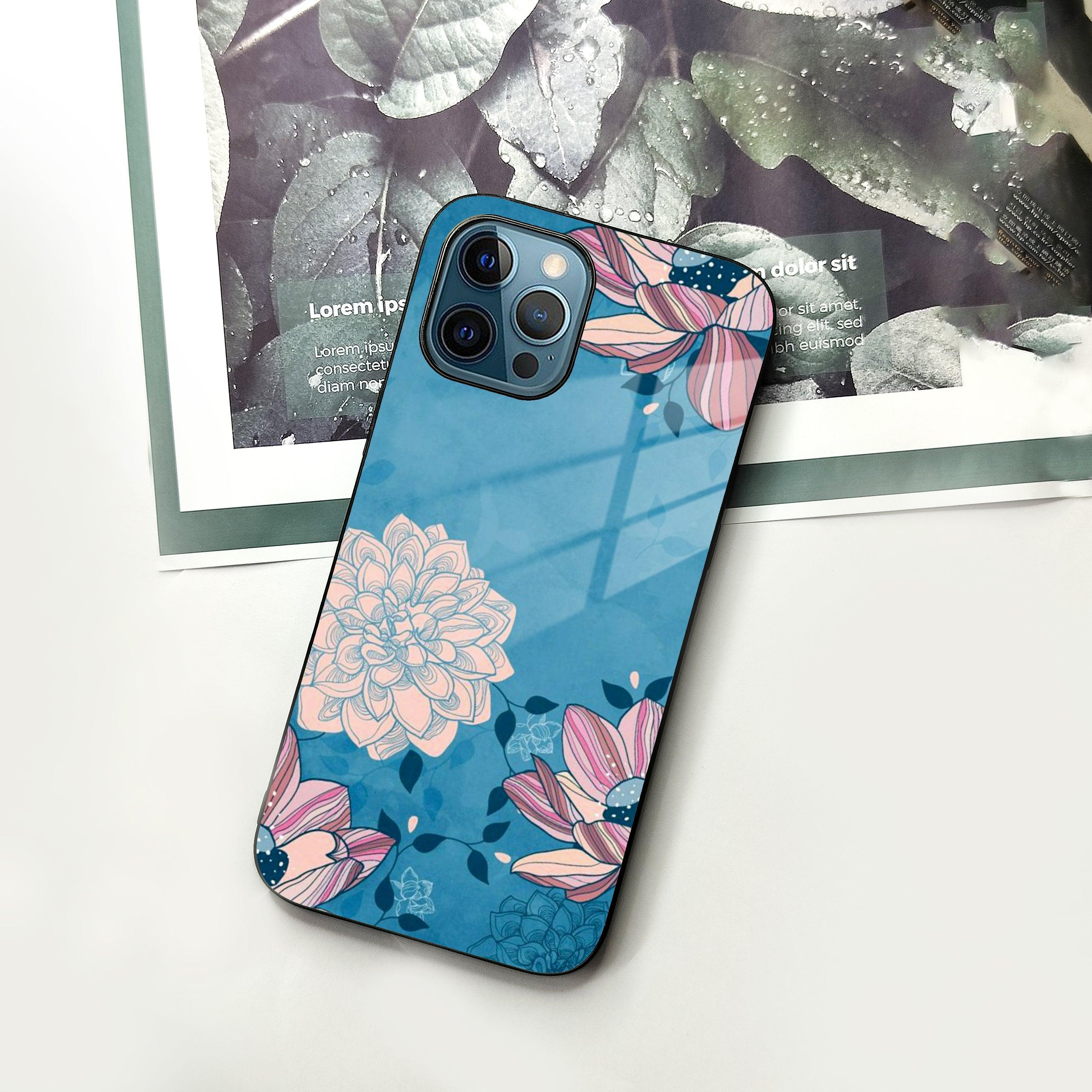 Blue Flower Glass Case Cover For iPhone - ShopOnCliQ
