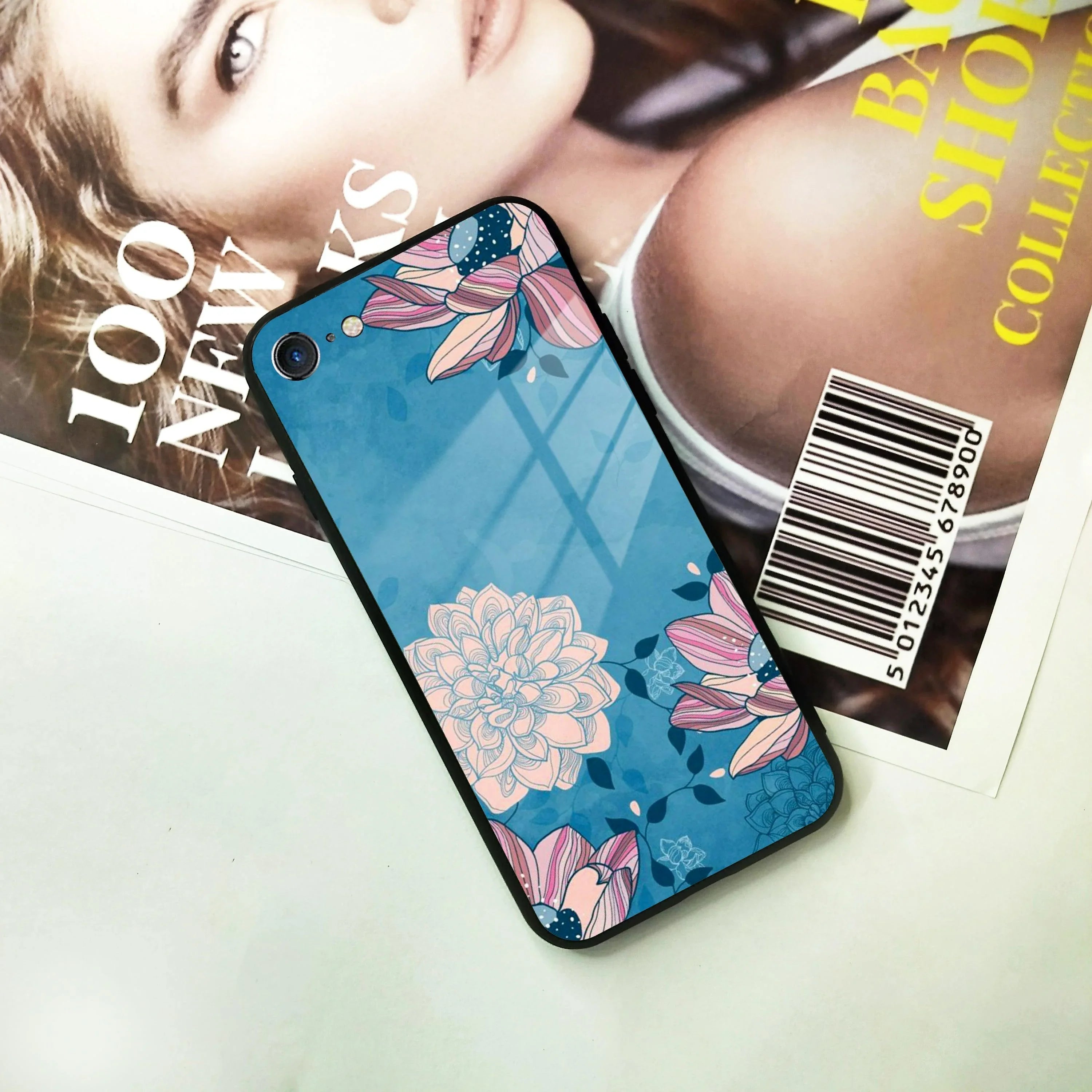 Blue Flower Glass Case Cover For iPhone - ShopOnCliQ