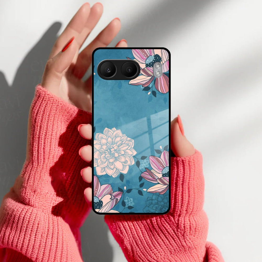 Blue Flower Glass Phone Cover for OnePlus