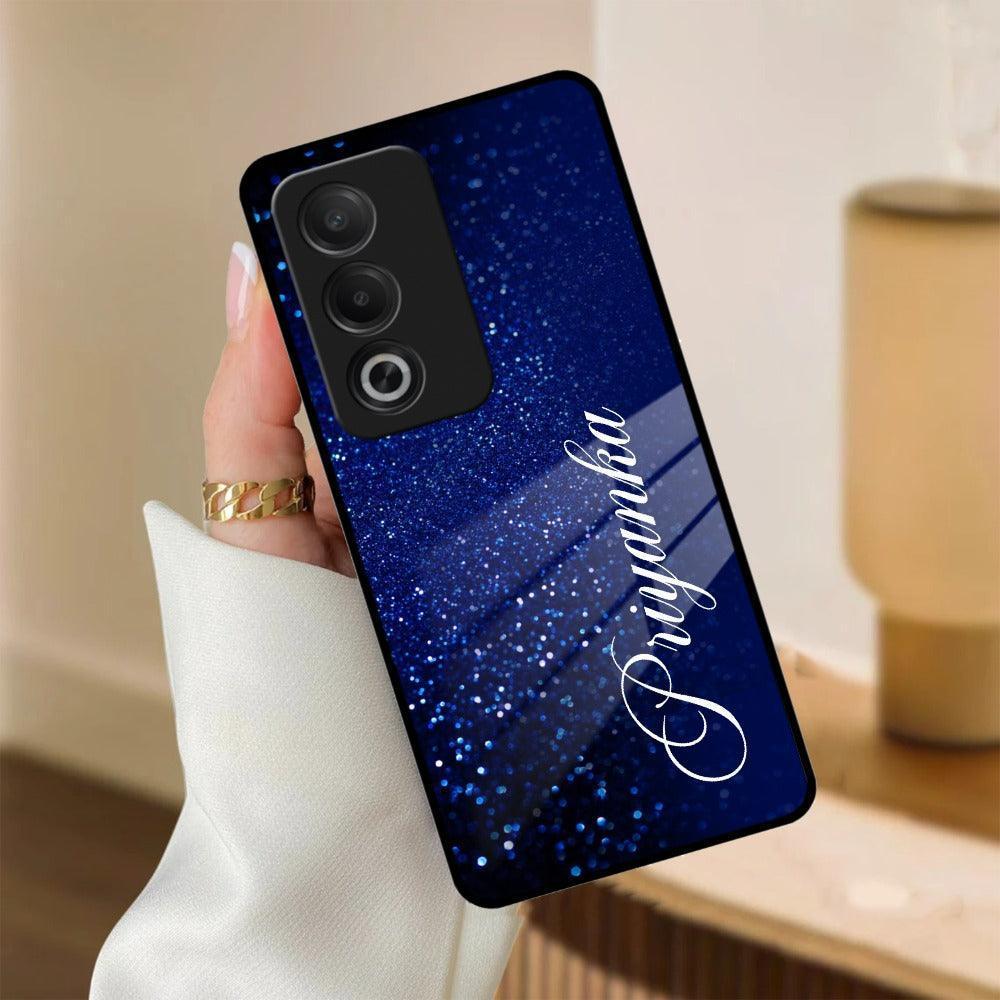 Blue Glitter Customize Glass Case Cover For Oppo - ShopOnCliQ