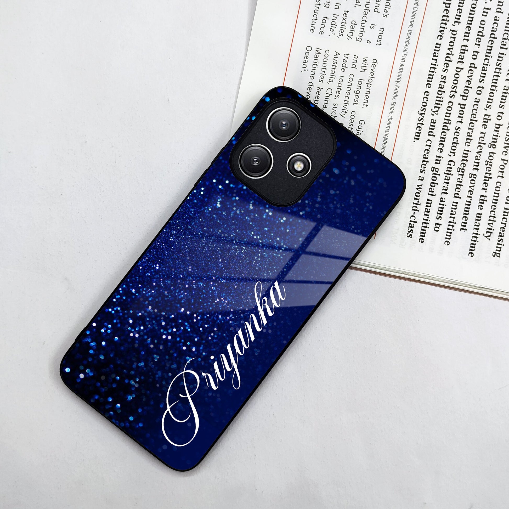 Blue Glitter Customize Glass Case Cover For Poco ShopOnCliQ